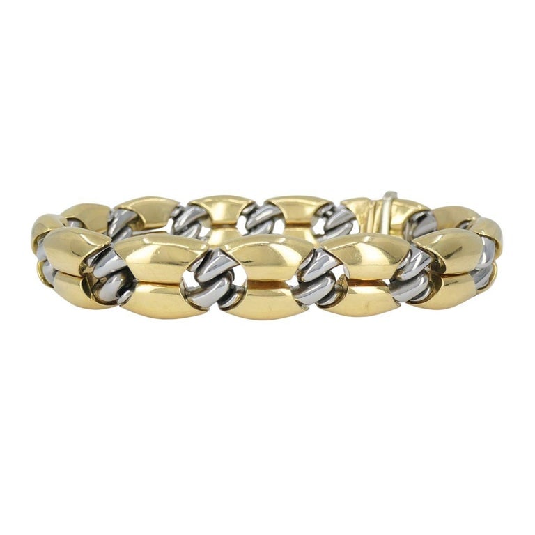 Vintage Bvlgari 18k Gold Steel Link Bracelet - 4