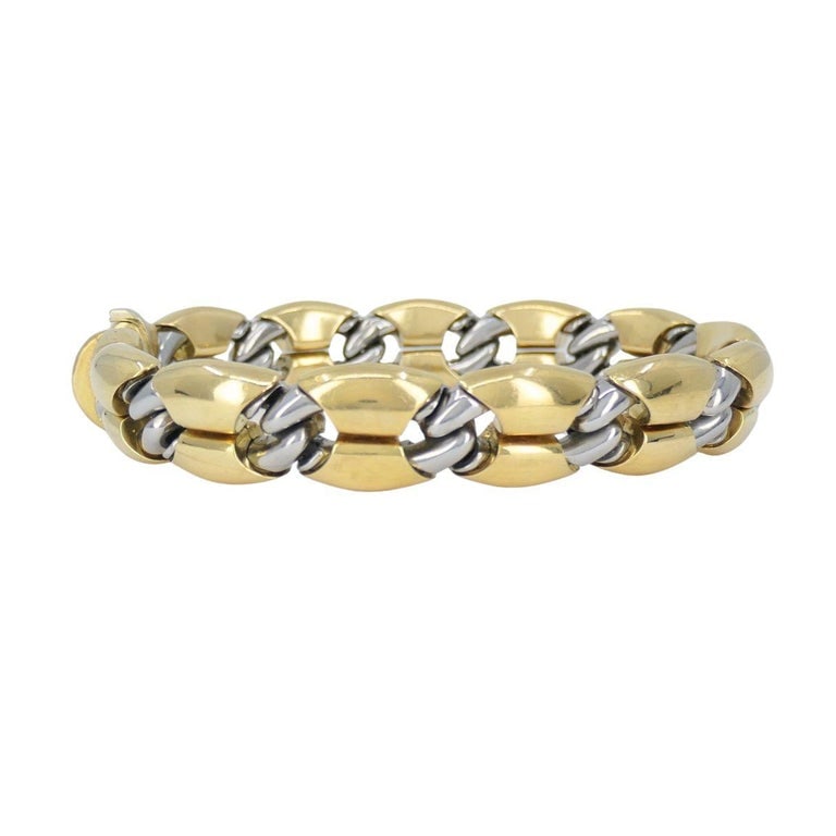 Vintage Bvlgari 18k Gold Steel Link Bracelet - 6