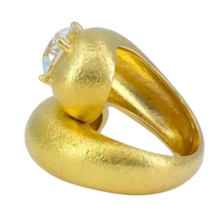 Old European Cut Diamond Ring Gold Bypass Cocktail Ring - 7