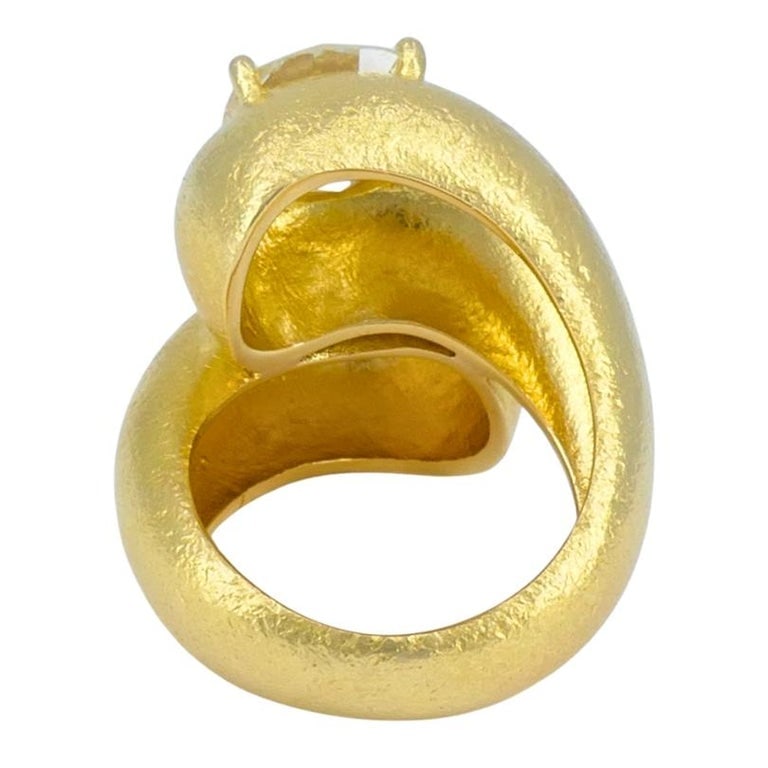 Old European Cut Diamond Ring Gold Bypass Cocktail Ring - 8