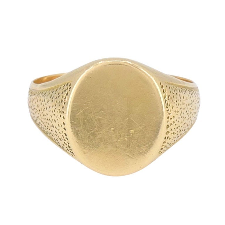 Vintage 18k Gold Un-engraved Signet Ring - 3
