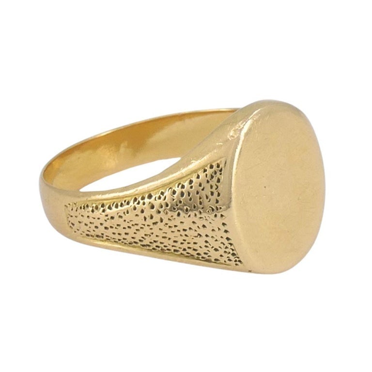 Vintage 18k Gold Un-engraved Signet Ring - 4