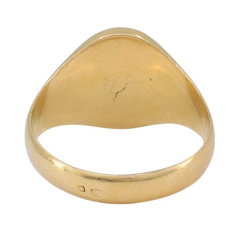 Vintage 18k Gold Un-engraved Signet Ring - 6