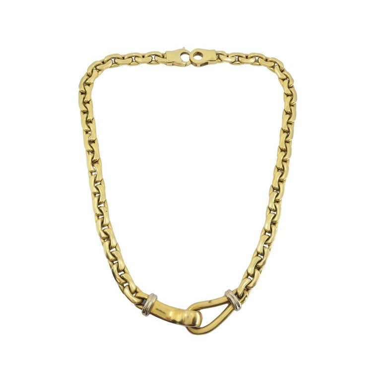 Vintage Italian 18k Gold Link Necklace Sculpted Front Element - 3