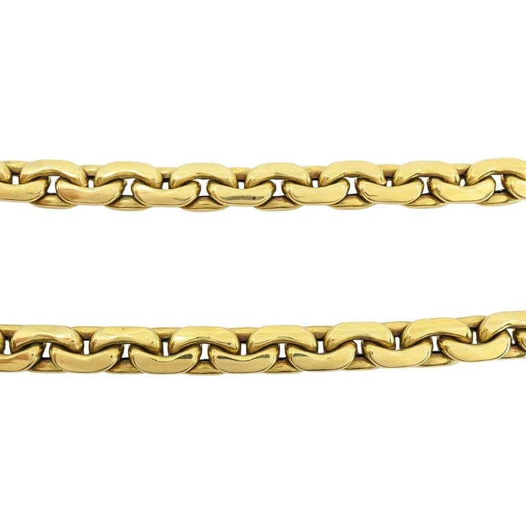 Vintage Italian 18k Gold Link Necklace Sculpted Front Element - 4
