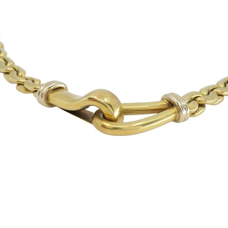Vintage Italian 18k Gold Link Necklace Sculpted Front Element - 5