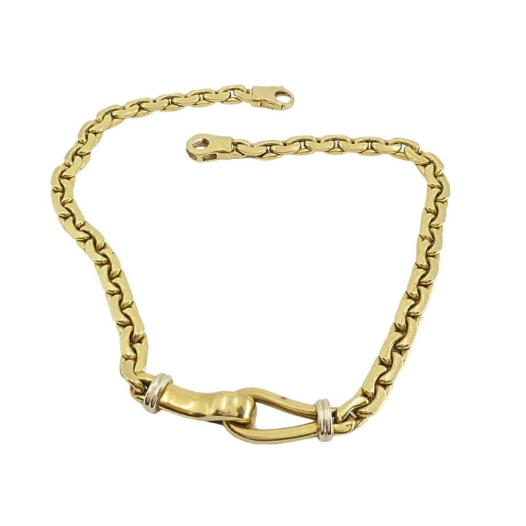 Vintage Italian 18k Gold Link Necklace Sculpted Front Element - 7