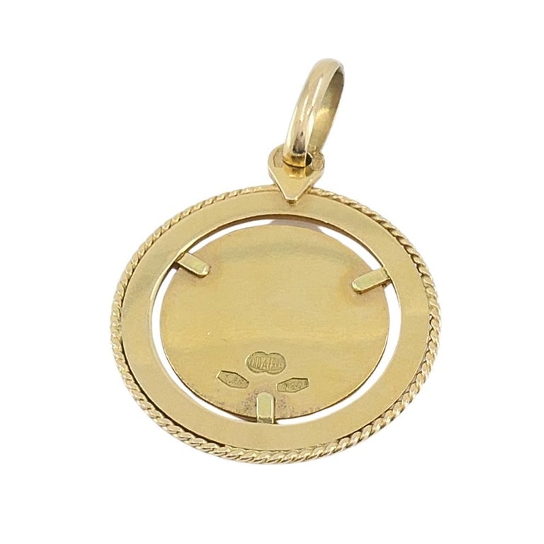 Vintage UnoAErre 18k Gold Enamel Pisces Zodiac Pendant Charm - 7