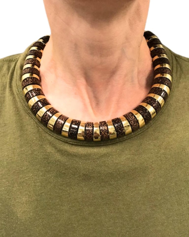 18k Gold Necklace Leopard Wood Attributed to Aletto Brothers - 2