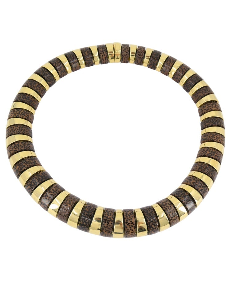 18k Gold Necklace Leopard Wood Attributed to Aletto Brothers - 3