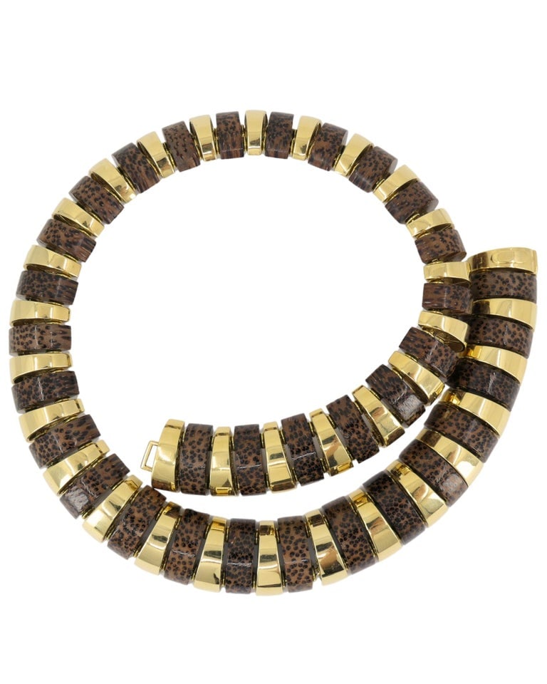 18k Gold Necklace Leopard Wood Attributed to Aletto Brothers - 5