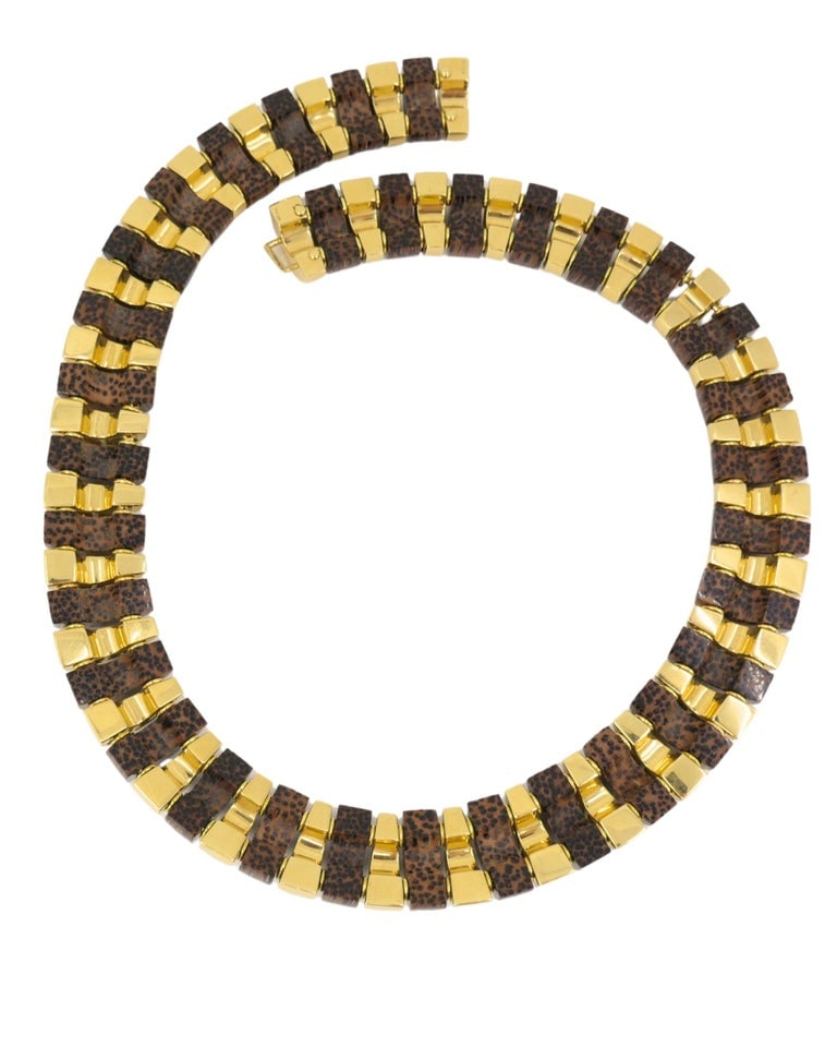 18k Gold Necklace Leopard Wood Attributed to Aletto Brothers - 6