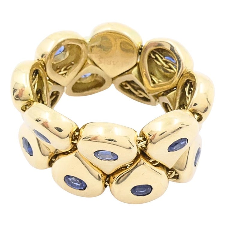 Chaumet Paris Tsouka 18k Gold Flexible Sapphire Teardrop Ring - 8