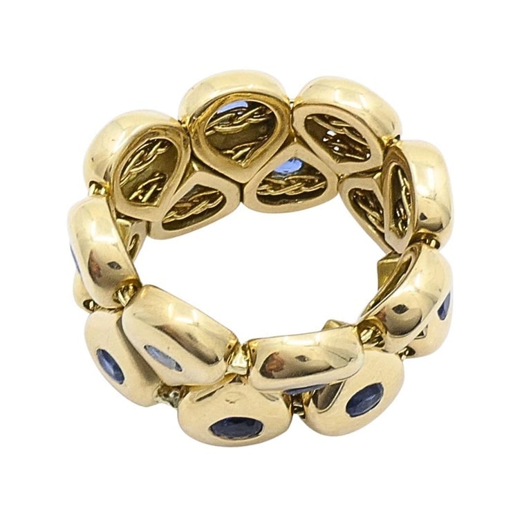 Chaumet Paris Tsouka 18k Gold Flexible Sapphire Teardrop Ring - 9