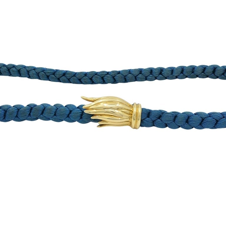 Tiffany & Co. 18k Gold Tulip Clasp Braided Cord Necklace - 4
