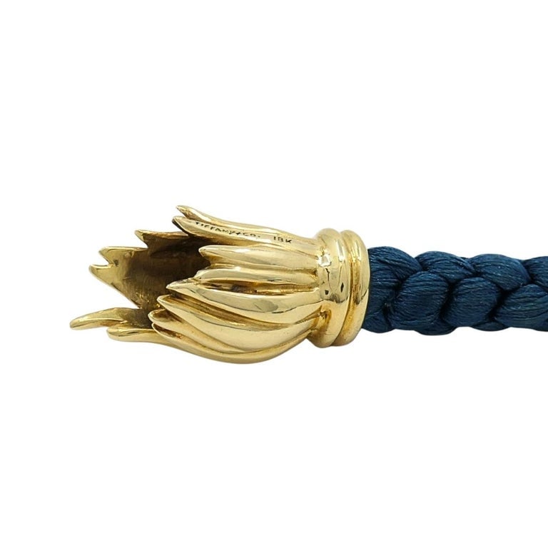 Tiffany & Co. 18k Gold Tulip Clasp Braided Cord Necklace - 8