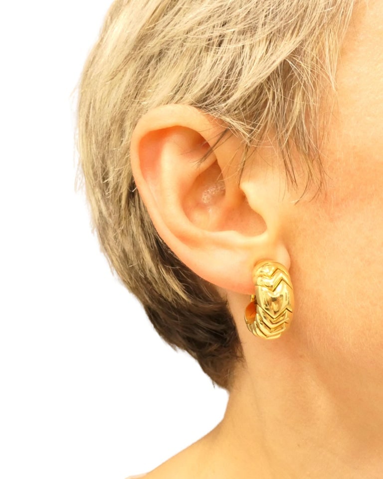 Bvlgari Bulgari Gold Earrings 18k Spiga Collection Clip-On - 9