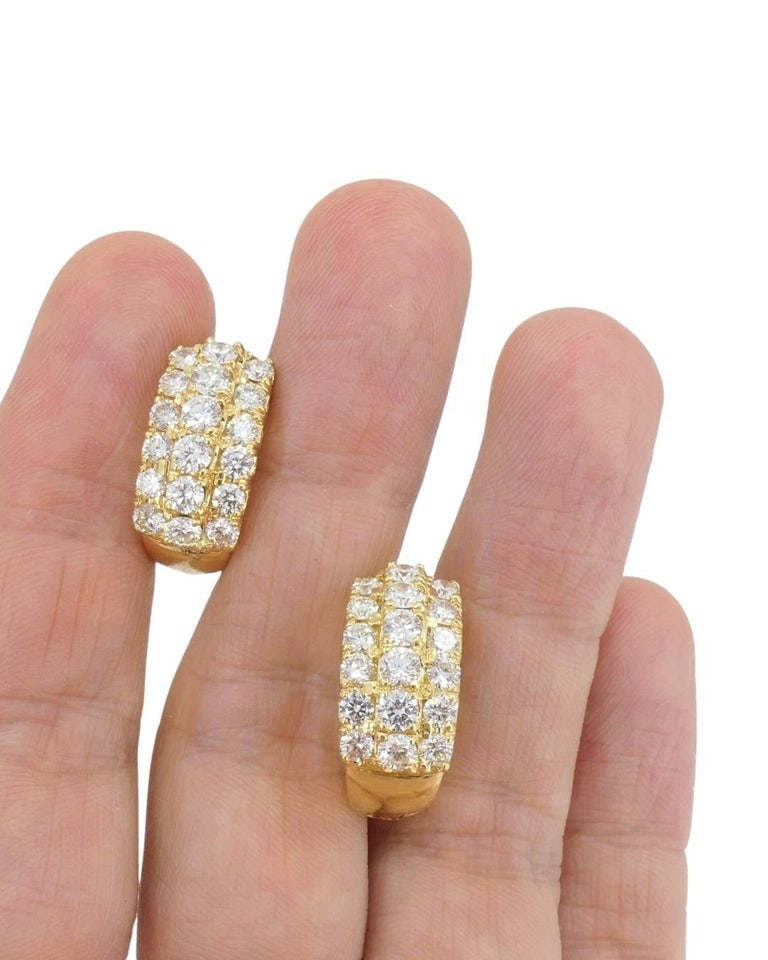 Diamond Earrings Vintage 18k Gold Hoop Earrings French Jewelry - 10