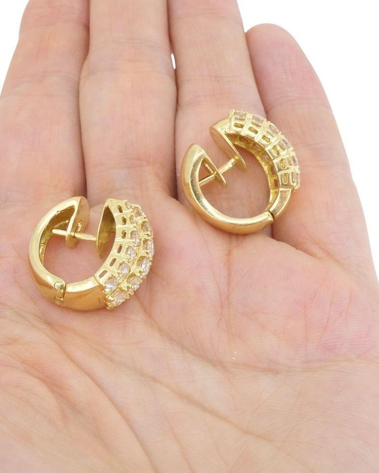 Diamond Earrings Vintage 18k Gold Hoop Earrings French Jewelry - 11