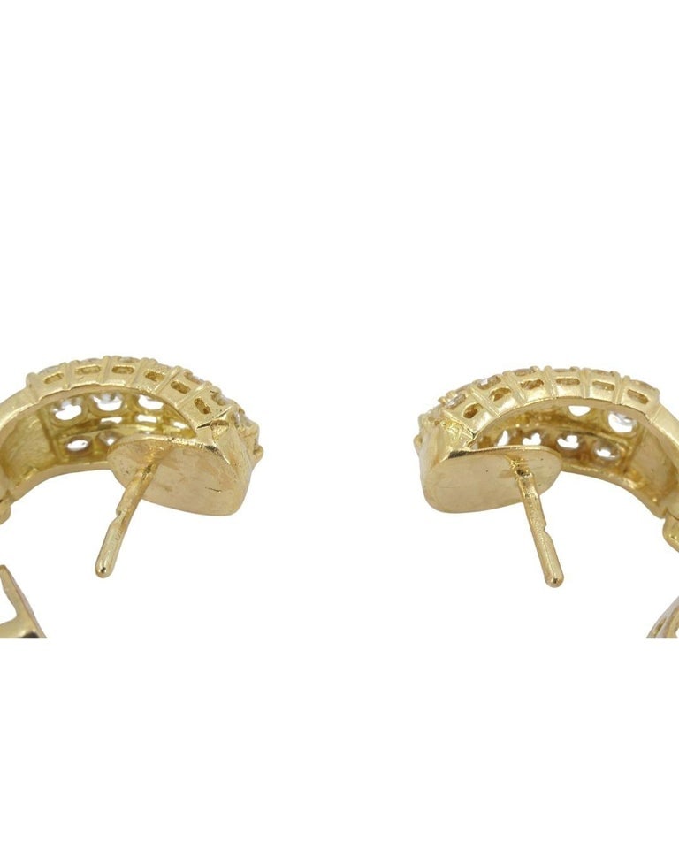Diamond Earrings Vintage 18k Gold Hoop Earrings French Jewelry - 6