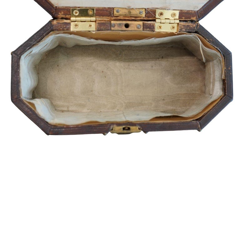 Antique Victorian Leather Wooden Keepsake Novelty Jewelry Box - 8