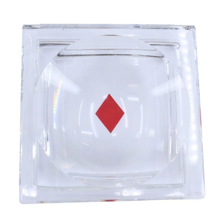 Baccarat France Crystal Glass Playing Card Trinket Ash Trays - 5