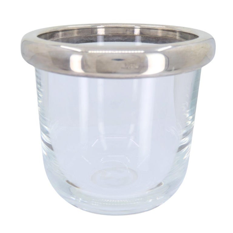 Vintage Gucci Italian Miid-Century Modern Silver Crystal Ice Bucket Vase - 3