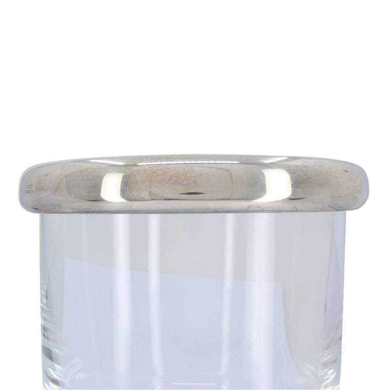 Vintage Gucci Italian Miid-Century Modern Silver Crystal Ice Bucket Vase - 7