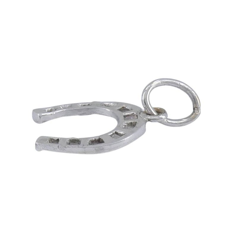Edwardian Platinum Rose Cut Diamond Horseshoe Pendant - 7