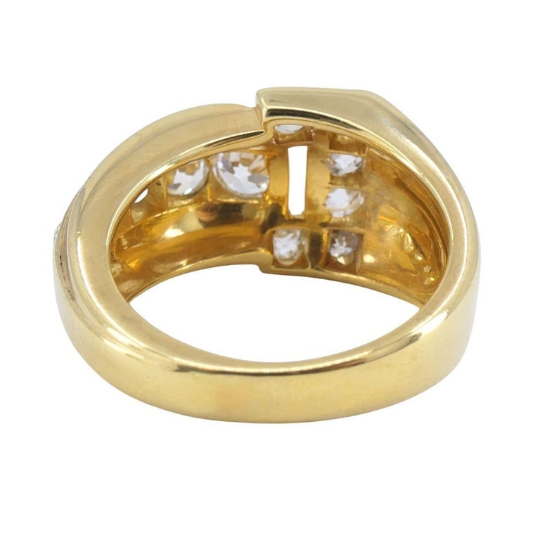 Vintage GRANAT 18k Yellow Gold Diamond Buckle Ring, 1950s - 10