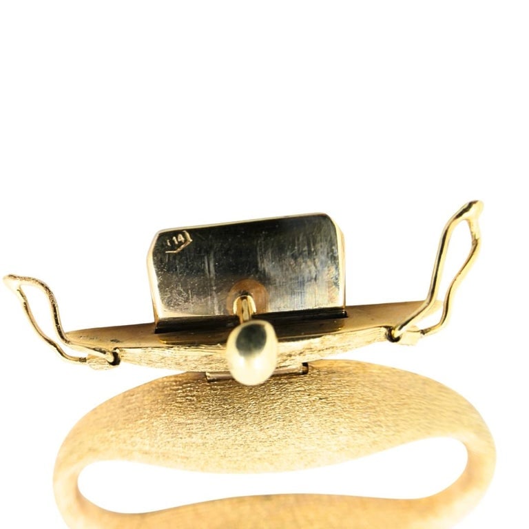 Vintage 14k Gold Modernist Open Oval Link Bracelet - 10