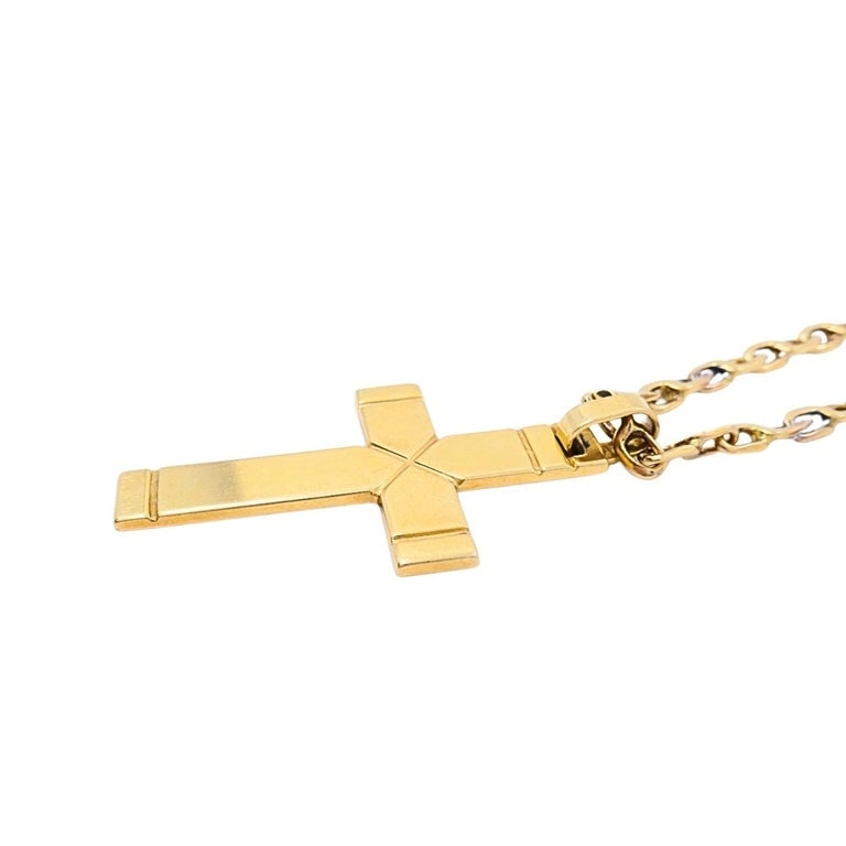Vintage 14k Gold Cross Pendant Necklace - 6