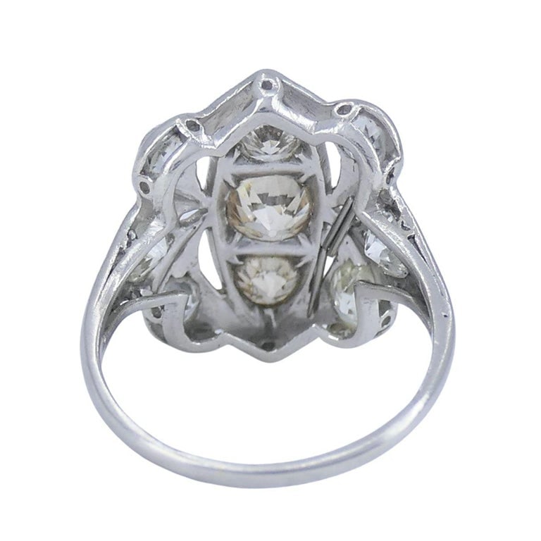 Vintage Art Deco Platinum Diamond Cluster Ring - 5