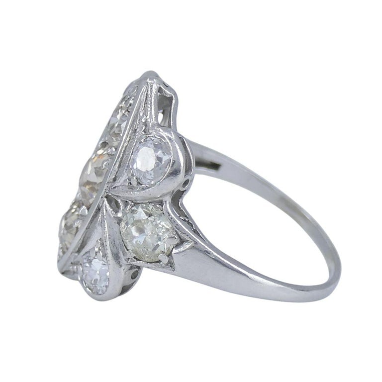 Vintage Art Deco Platinum Diamond Cluster Ring - 6