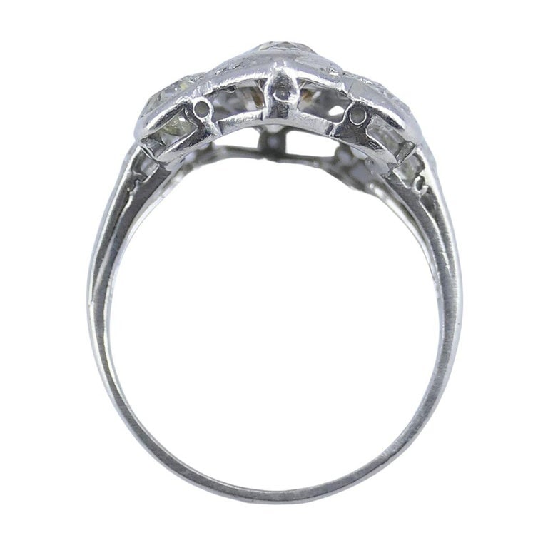 Vintage Art Deco Platinum Diamond Cluster Ring - 7