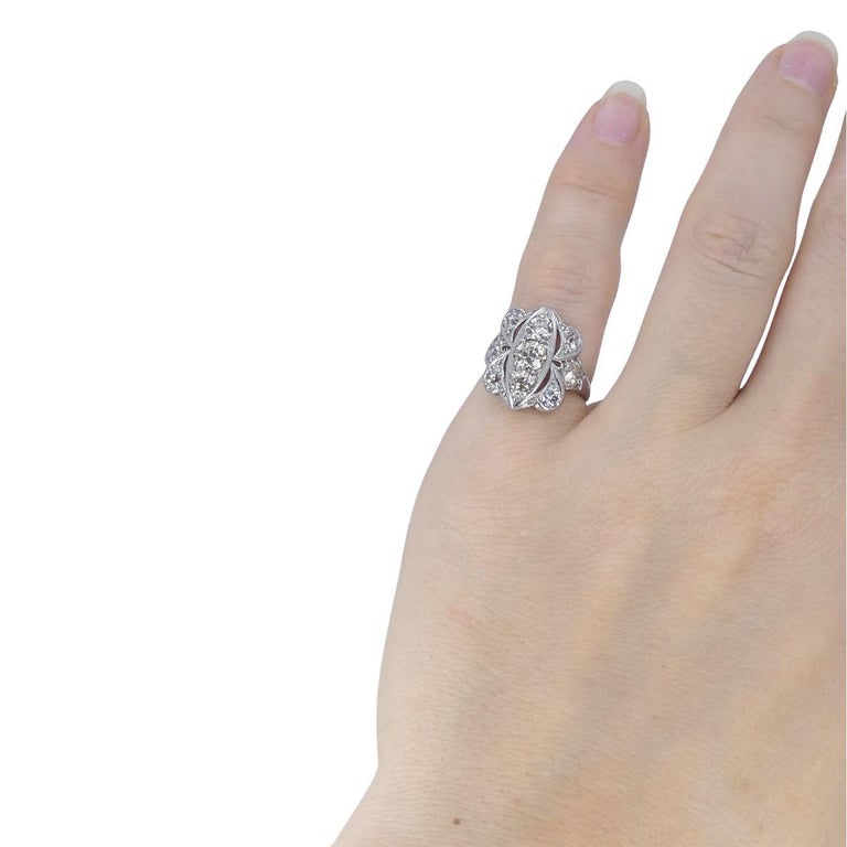 Vintage Art Deco Platinum Diamond Cluster Ring - 9