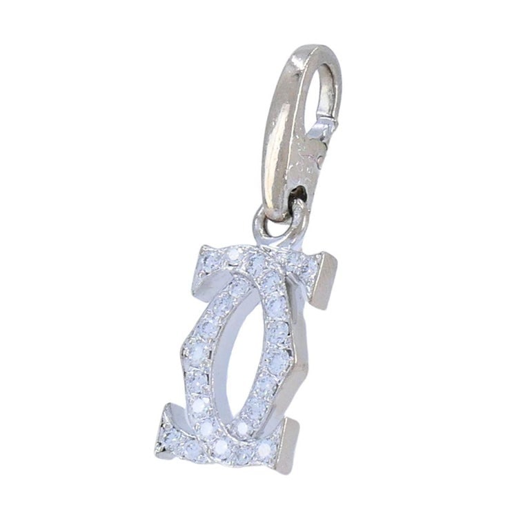 C de Cartier Double C 18k White Gold Diamond Charm Pendant - 3