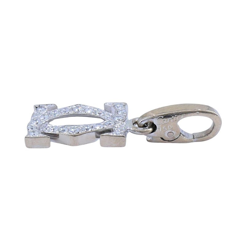 C de Cartier Double C 18k White Gold Diamond Charm Pendant - 5