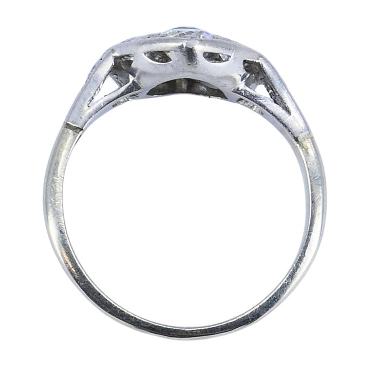 Vintage Art Deco Diamond Heart Cluster Ring 10k Gold Platinum 1930s - 8