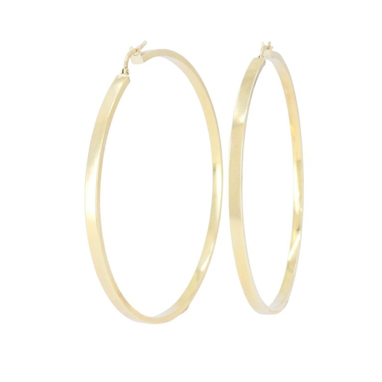 Vintage Italian 14k Gold Hoop Earrings, Late 20th Century - 6