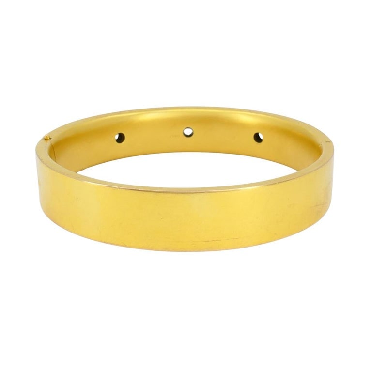 Vintage 10k Gold Masonic Diamond Bracelet Freemason Hinged Bangle - 4