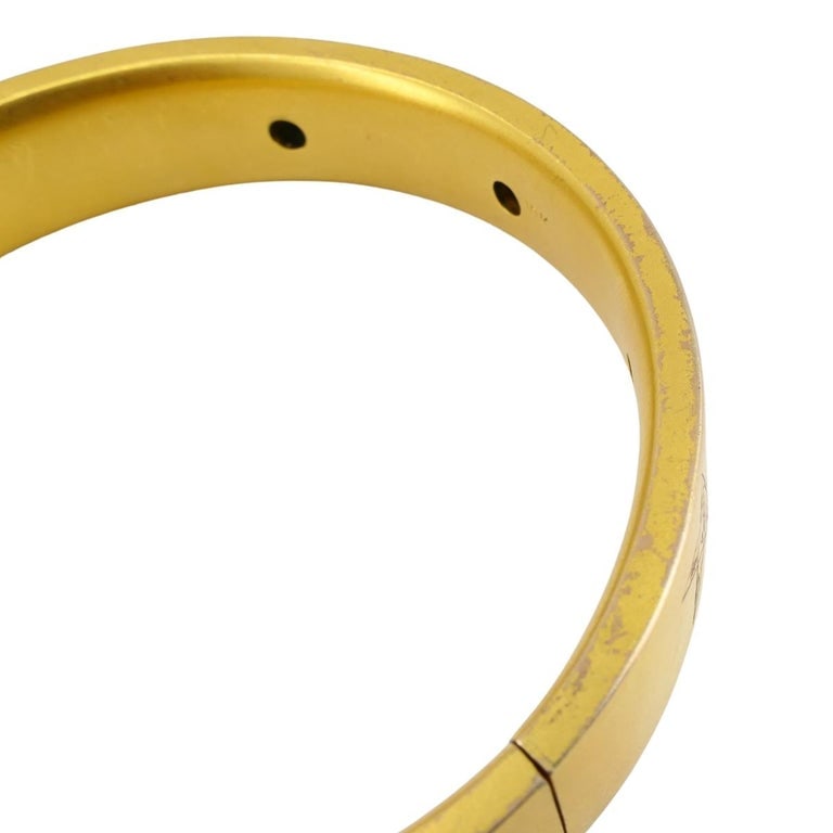 Vintage 10k Gold Masonic Diamond Bracelet Freemason Hinged Bangle - 9
