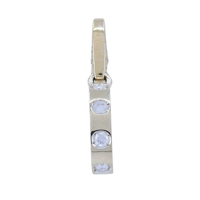 Cartier 18k White Gold LOVE Diamond Oval Charm Pendant - 3
