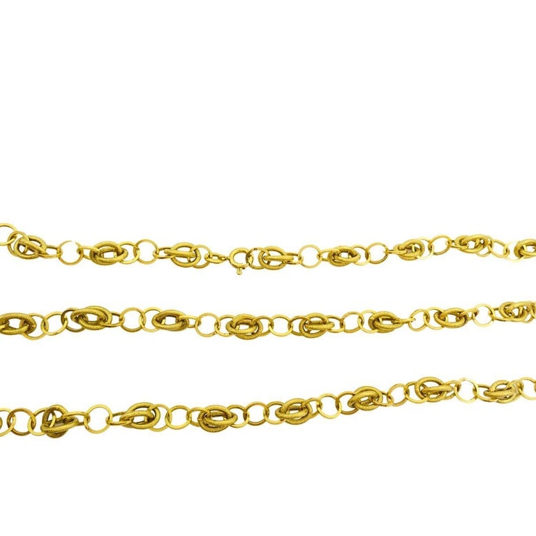 Vintage Italian 14k Textured Link Long Chain Necklace - 6