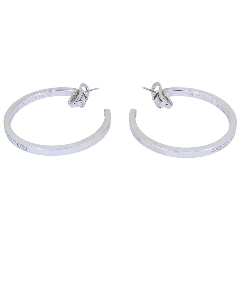 Vintage Cartier Hoop Earrings 18k Gold Diamond Earrings - 3