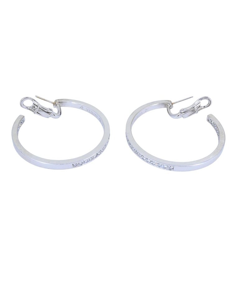 Vintage Cartier Hoop Earrings 18k Gold Diamond Earrings - 5