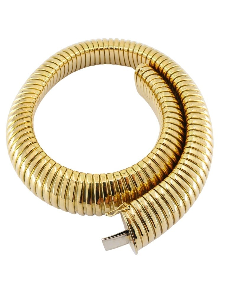 Vintage Tubogas Necklace 14k Gold Italian Collar Necklace - 6