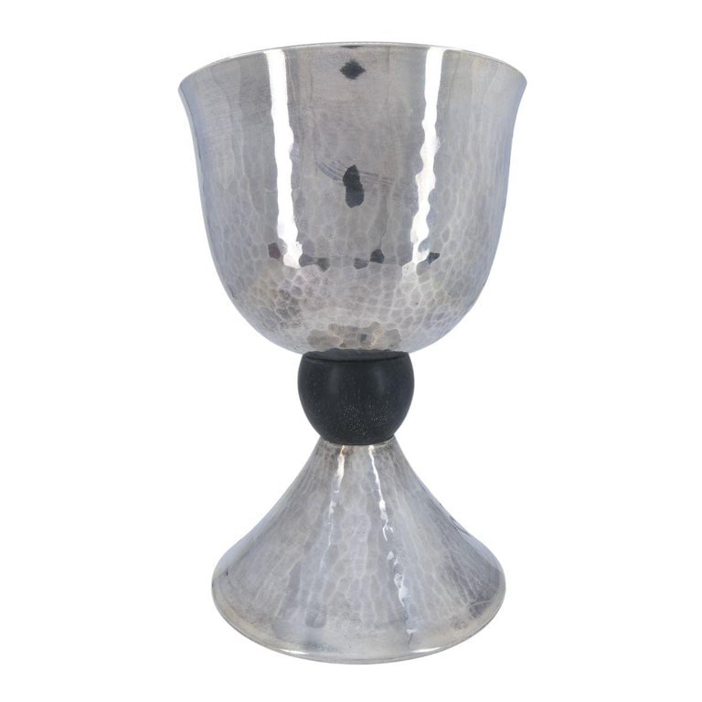 1920â€™s French Sterling Silver Large Challah Goblet Cup - 4