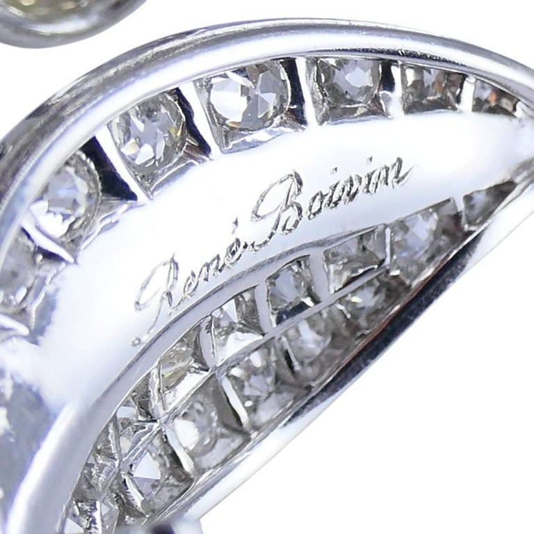 Antique Rene Boivin Platinum Diamond Brooch Circa 1880s Estate Jewelry - 3