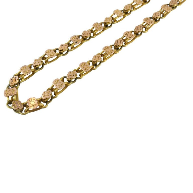Antique Victorian 14K Two-Tone Gold Ornate Link Chain Necklace - 3